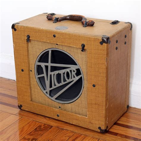 Antique Vintage Tweed Victor Speaker Cabinet