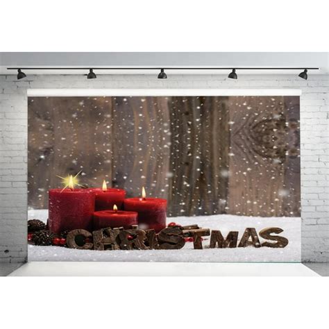 Greendecor Polyester Fabric 7x5ft Christmas Backdrop Theme Candles