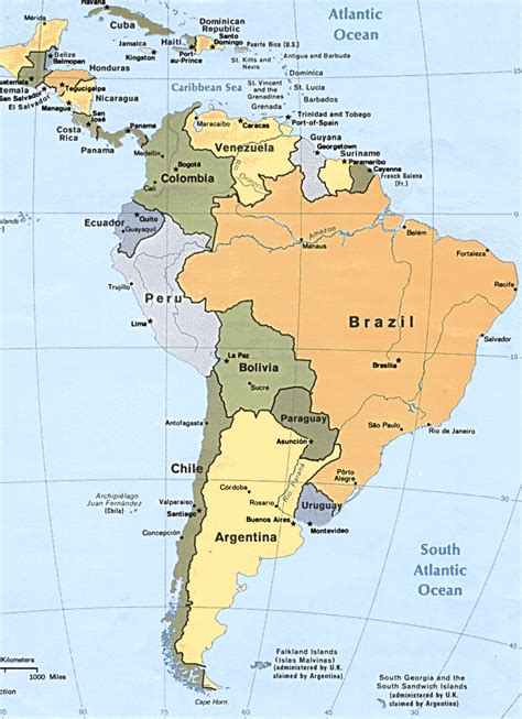 Carta Geografica Politica Sud America Stati Uniti Cartina