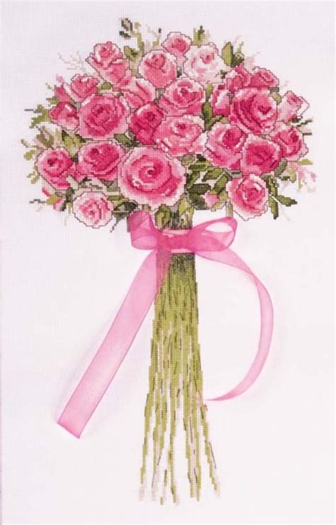 This counted cross stitch pattern of a floral bouquet was created from an antique print courtesy of vintagerio. Counted Cross Stitch kit 10" x 17" ROSE BOUQUET | Elephant ...