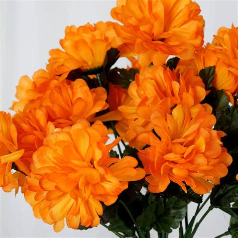 12 bush 84 pcs orange artificial silk chrysanthemum flowers efavormart