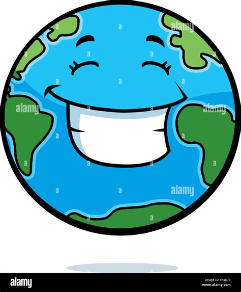 Una Caricatura En El Planeta Tierra Feliz Y Sonriente Imagen Vector De