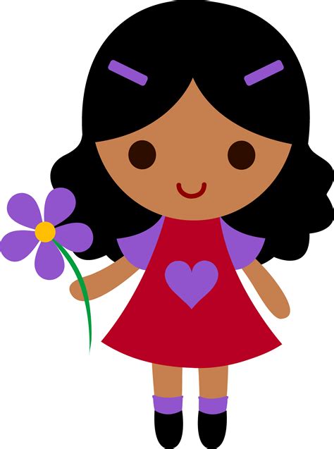 My Clip Art Of A Little Girl Holding A Purple Flower Sweet Clip Art