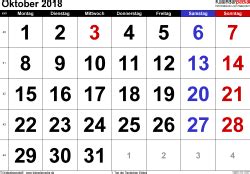 These dates may be modified as official changes are announced, so please check back regularly for updates. Kalender Oktober 2018 als Excel-Vorlagen