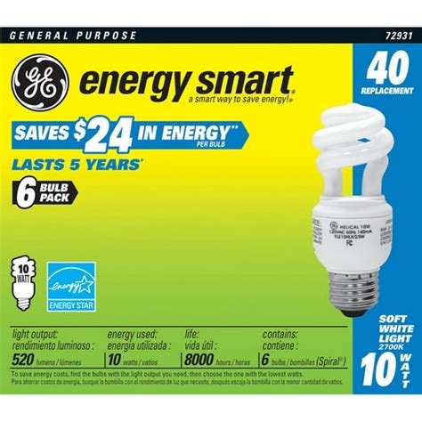 Ge Energy Smart Cfl Bulb 10w Soft White Spiral 24 Bulbs