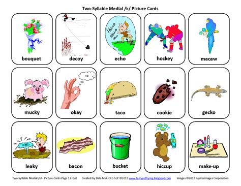Testy Yet Trying Medial K Free Speech Therapy Articulation Picture Cards