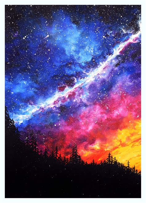Galaxy Print Milky Way Painting Galaxy Art Starry sky | Etsy
