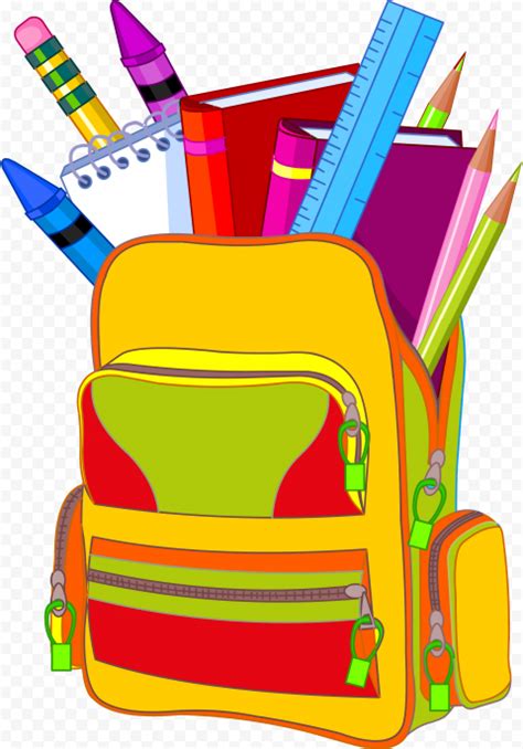 Illustration Cartoon School Backpack With Supplies Citypng