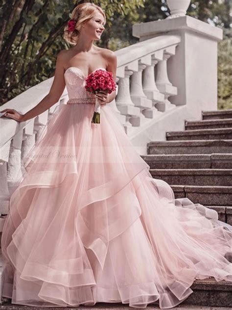 Petite women love dresses from this collection because, unlike traditional ball gown wedding dresses, petite gowns accentuate and. Gorgeous A-line Strapless Pink Long Wedding Dress
