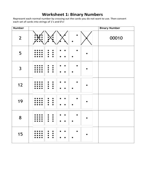 Binary Code Worksheet