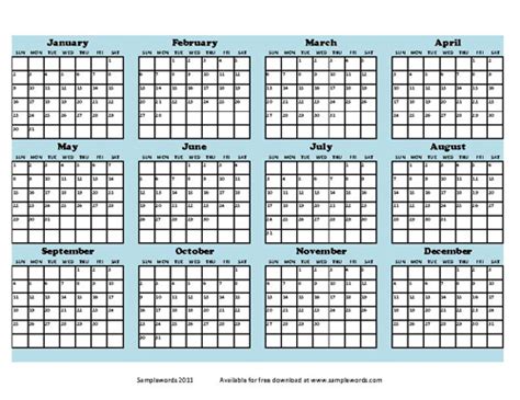 Download Printable Yearly Planning Calendar Template Pdf Free