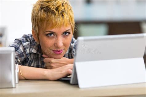 Thoughtful Woman With Her Hand To Her Chin Stock Image Image Of