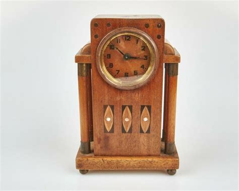 Antique 1900s Art Nouveau Secessionist German Austrian Wood Mantel Clock Ebay Art Decor Art
