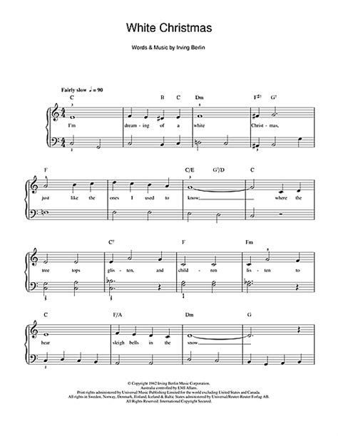 White Christmas Sheet Music By Bing Crosby Beginner Piano 114893