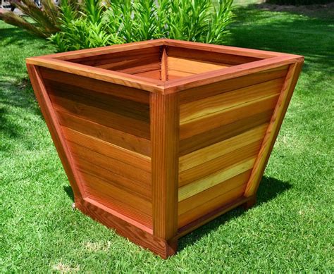 Wooden Tapered Planter Forever Redwood Wood Planters Planter Boxes