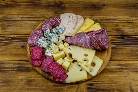 Antipasti Platter With Assortment Of Italian Salami And Cheese On