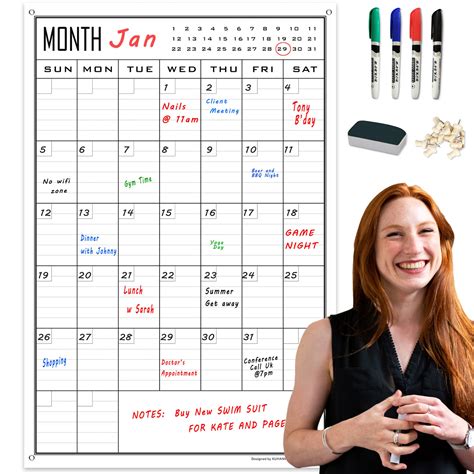 Buy Large Dry Erase For Wall Monthly24x36 Inch Big Vertical Blank
