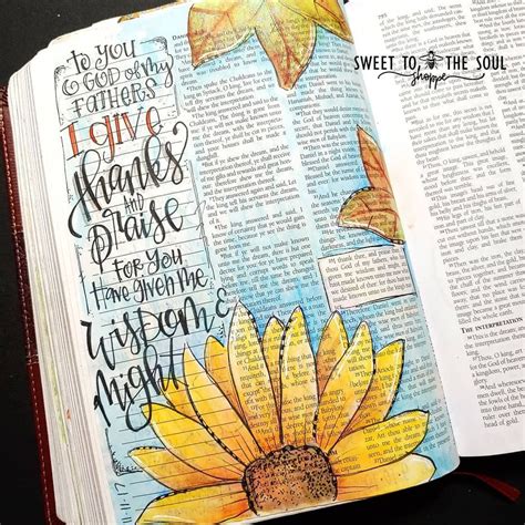 Journaling In Daniel Thankful Thanksgiving Sunflowers Scripture Art