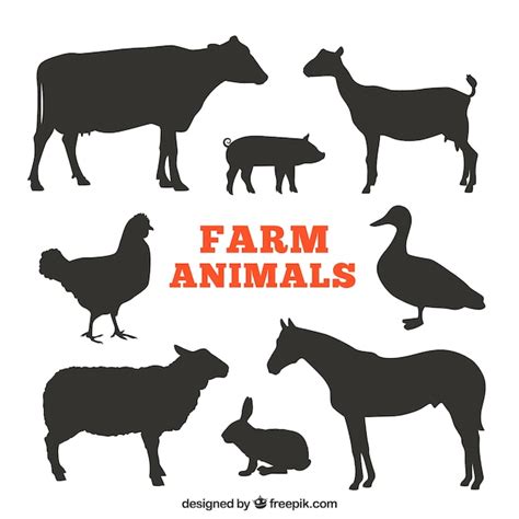 Silhouettes Of Farm Animals Vector Free Download