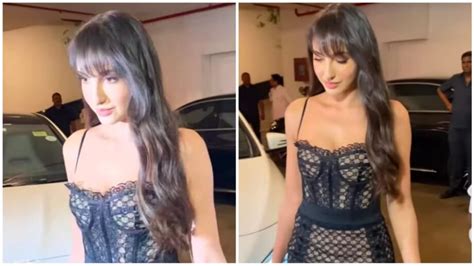 Nora Fatehi Looks Piping Hot In Black Bodycon Corset Dress Iwmbuzz