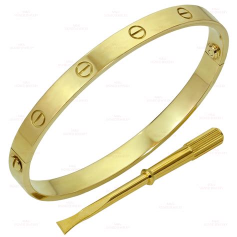 Cartier Love K Yellow Gold Bangle Bracelet Size Box Mts