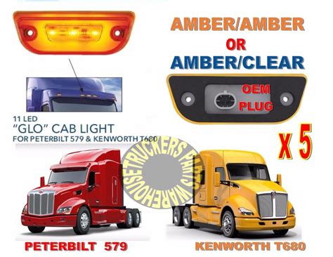 Glo Cab Lights 11 Led For Peterbilt 579 Amberclear 5 Each Ebay