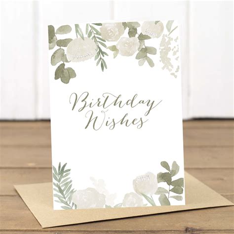 White Flowers Birthday Wishes Card Yellowstone Art Boutique