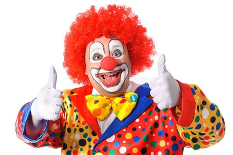 Clown Portrait Of A Smiling Clown Giving Thumbs Up Isolated On White