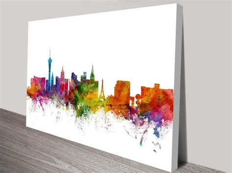 Panoramic cityscape of las vegas, nevada illustration in a minimalist & modern fashion. Las Vegas Watercolour Skyline by Michael Tompsett Ready to ...