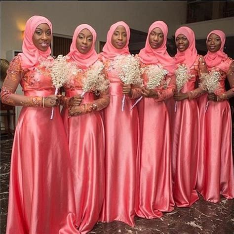 Muslim Bridesmaid Dresses With Hijab Long Sleeves Saudi Arabia Wedding