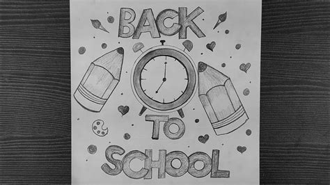 Back To School Pencil Drawing Pencil Drawing For School Kids