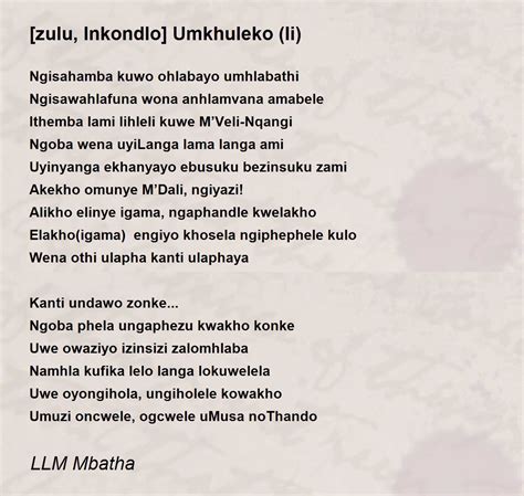 Zulu Inkondlo Umkhuleko Ii Zulu Inkondlo Umkhuleko Ii Poem