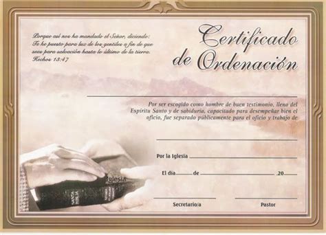Diplomas Yo Certificados Cristianos Certificado De Ordenamiento