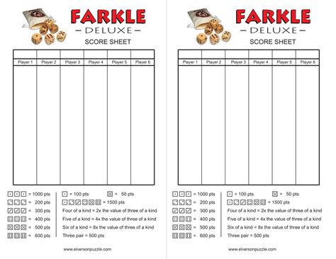 Free Printable Farkle Score Sheet Excel Pdf And Rules Gameplay And Scoring
