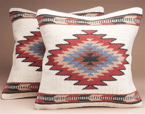 Pair Southwest Wool Pillow Cover 18x18 Papago Style Southwestern