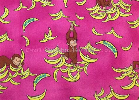 Hz606 1 Yard Cotton Woven Fabric Curious George Hot Pink W140 In