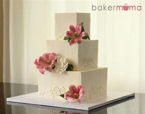 Square Buttercream Wedding Cake Cake By Bakermama Cakesdecor