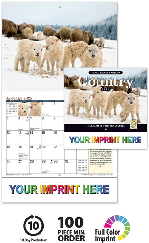 2025 Old Farmers Almanac Country Calendar 10 12 X 18 14