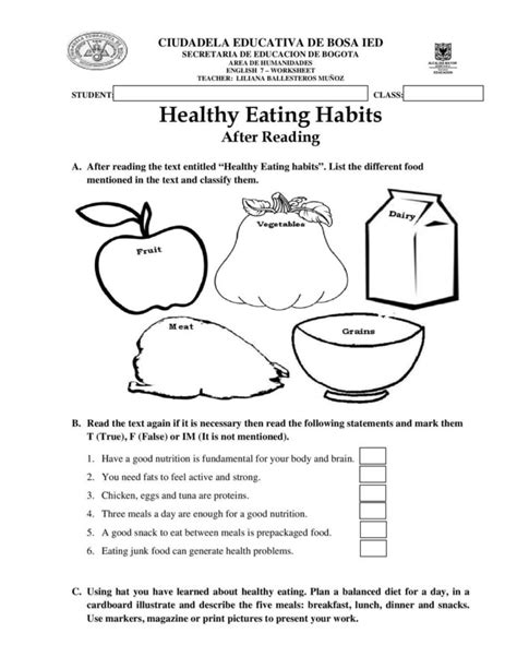 These worksheets will discuss many. Worksheet Works Multiplication Healthy Eating Habits ...