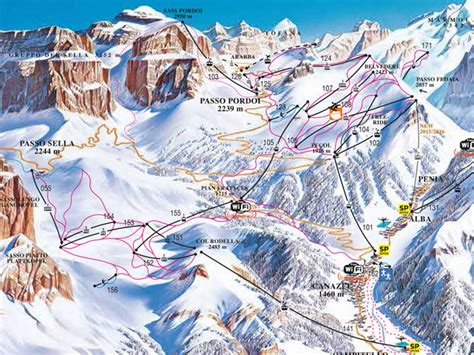 Ski Map Val Di Fassa Carezza Italy