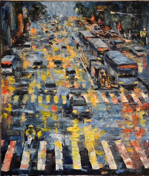 Original Oil Painting Night City Traffic Cars With Etsy