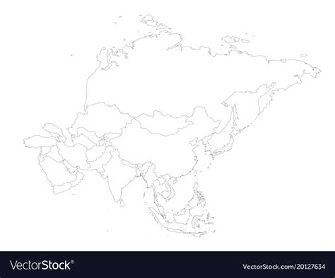 Blank Political Outline Map Of Asia Continent Vector Image