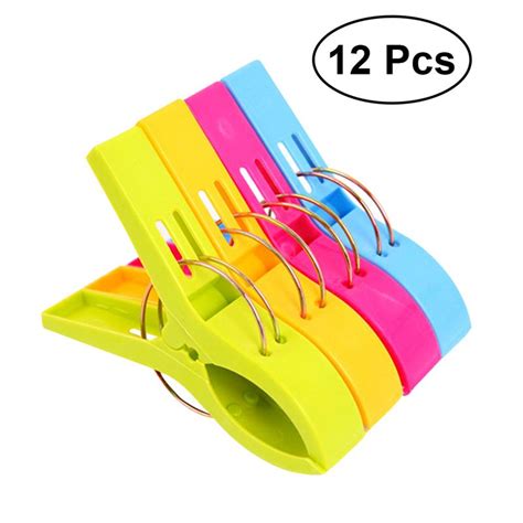 ounona 12pcs plastic clothespins laundry clothes pins beach towel clips bright color clothes