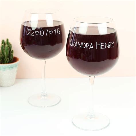 Personalised Name And Date Whole Bottle Wine Glass By Lisa Angel