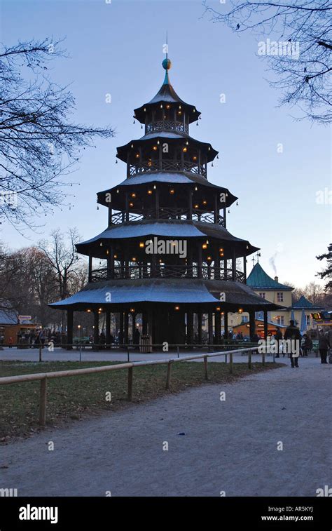 Germany Bavaria Munich The Chinese Tower In The English Garden Stock