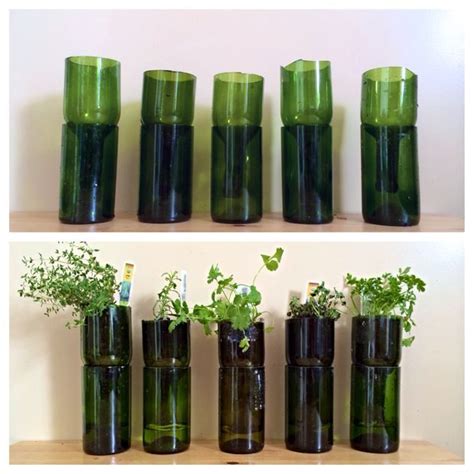 Upcycled Wine Bottles Into Indoor Herb Planters Wine Bottle Planter