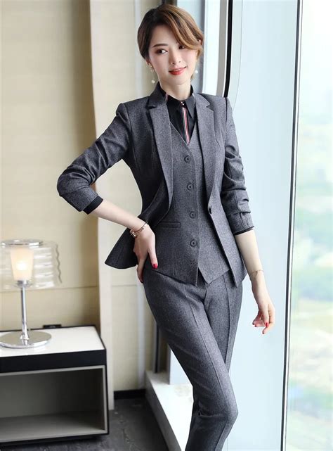 Novelty Gray Formal Professional Business Suits With Jackets And Pants