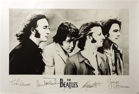 The Beatles White Poster W Signatures Rare Out Of Print Oop 36 X 24