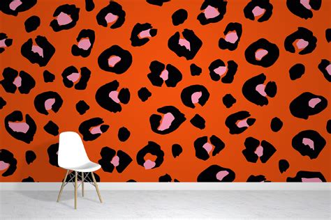 Orange Leopard Wallpaper Mural Animal Print Wallpapers Wall Murals