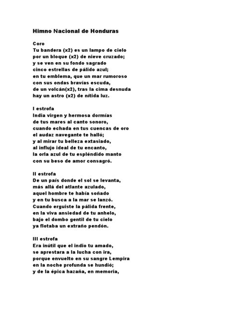 Himno Nacional De Honduras Pdf